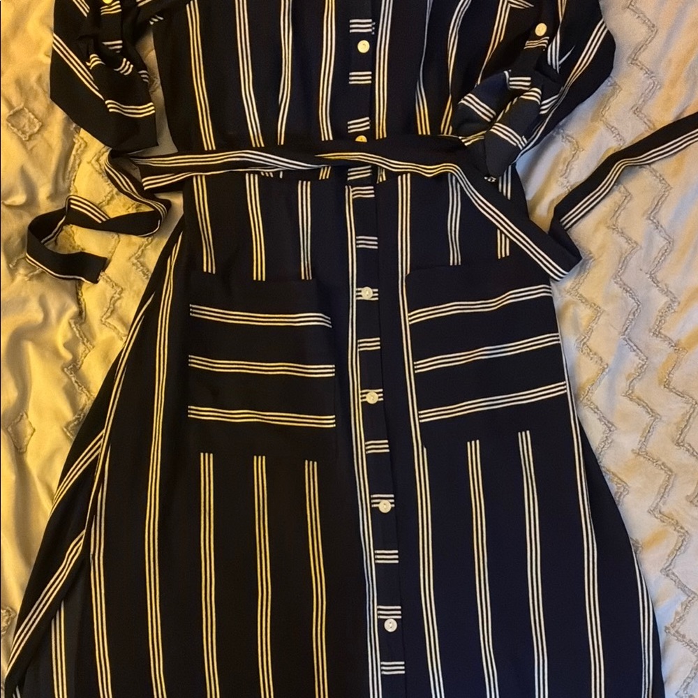 Monteau Striped Button-Up Shirt Dress - Picture 3 of 11